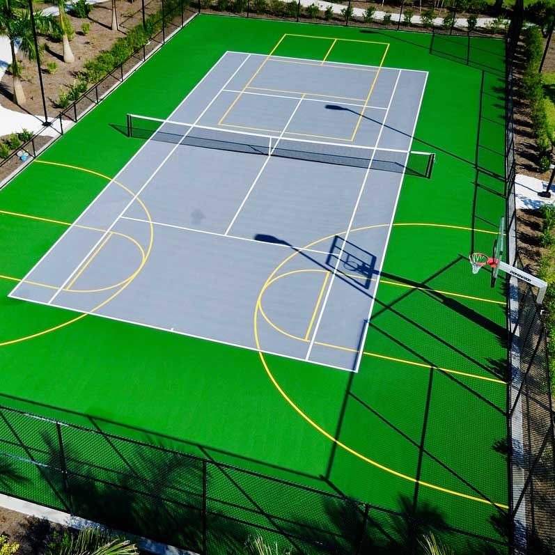 pickleball and tennis and basketball multi use court