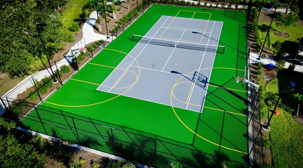 multi sport tennis court and basketball