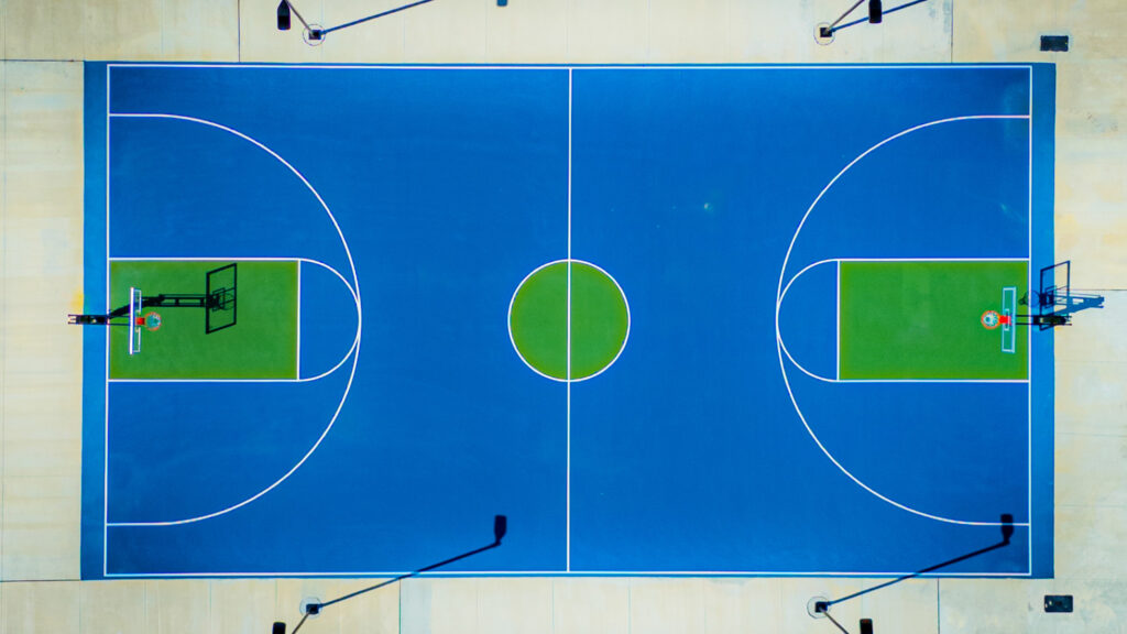 Ariel view of basketball court