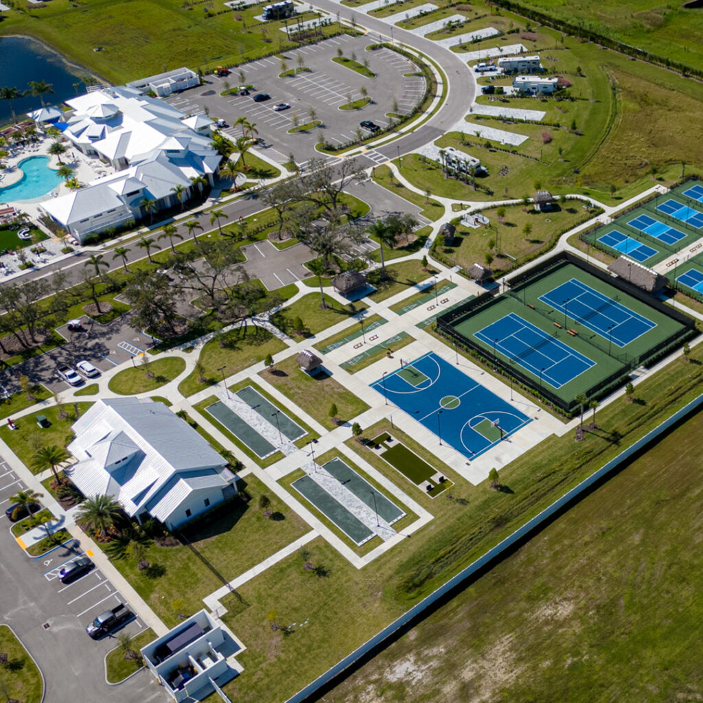 ariel view of multi sport courts